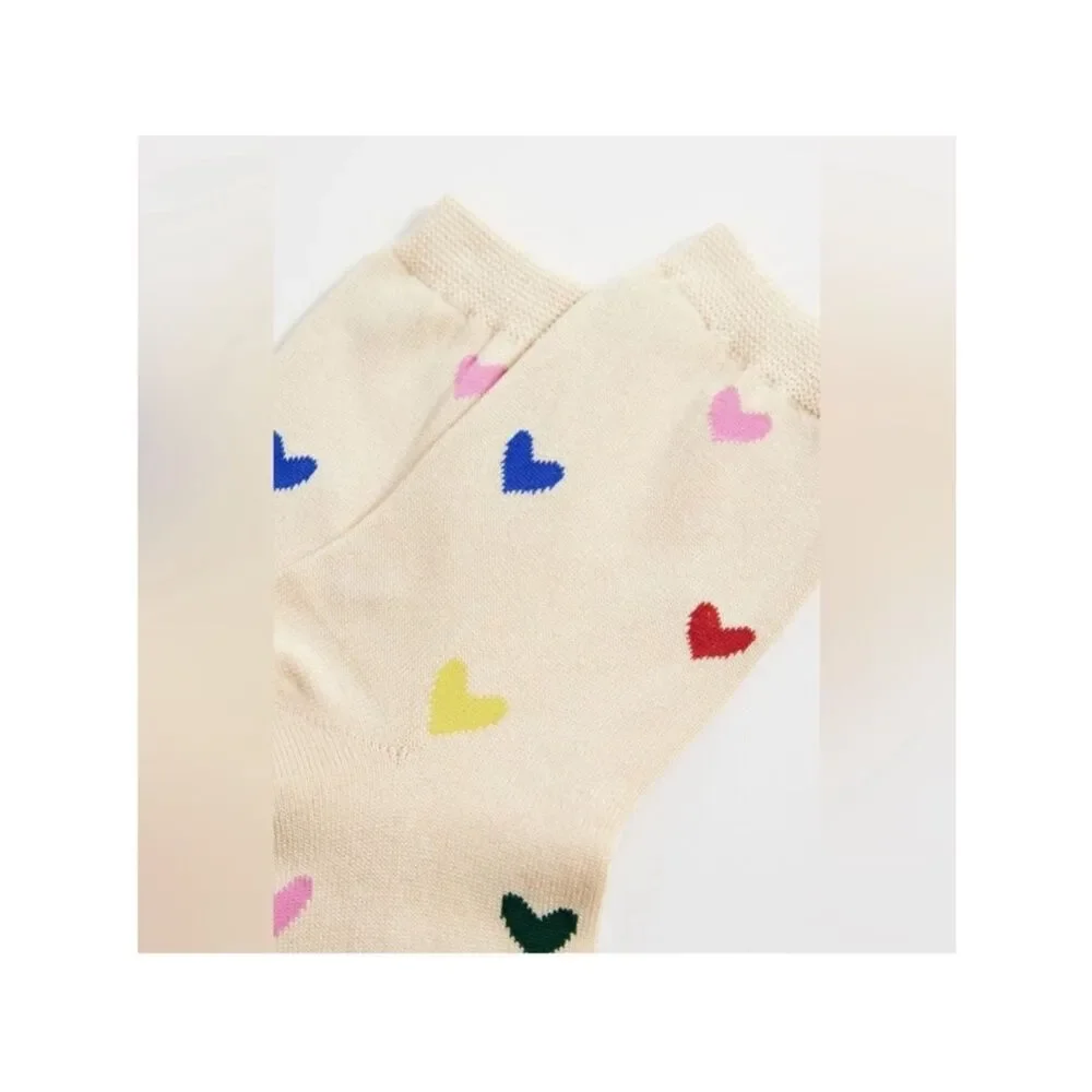 BAGGU Heart Cream Heart Pattern Socks